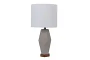 Table Lamp Desk Lamps Bedside Side Light Reading Grey Ceramic Blend Wooden Lighting