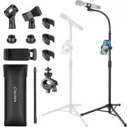 Dual-use Tripod Microphone Stand with Holder Gooseneck Floor Mic Stand Portab...