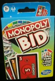 MONOPOLY BID CARD GAME BY HASBRO GAMING BUY, TRADE OR STEAL PROPERTIES NEW!