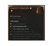 Diablo 4 Season 8 Vasily's Prayer 2GA 4.7% Unique Helm Druid Item Gear Equipment
