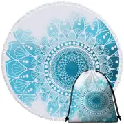 Fading Light Blue Mandala Round Beach Towel