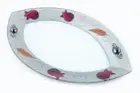 Hand Painted Oval Shaped Glass Serving Platter 14" x 9" Original Art Glass