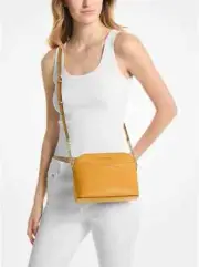 Authentic Michael Kors JET Set Travel Medium GOLDEN ROD Crossbody Leather - NEW