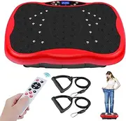 Vibration Plate Exercise Machine, Health & Fitness Full Body Vibration Platform, Portable Vibration Plate Platform for Weight Loss Home Fitness, Lymphatic Drainage, w/Resistance Bands+Remote