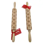 Bread and Butter Laser Etch Wooden Rolling Pin Snowflake Brown