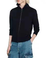 Sandro Zip Front Wool Cardigan