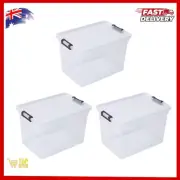 3 Pack 20L Large Storage Box Heavy Duty Plastic Tub Lid Organiser Containers Box