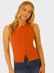 Womens Button Front Tank Top
