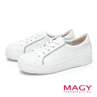在飛比找momo購物網優惠-【MAGY】鑽飾方格紋厚底休閒鞋(白色)