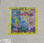 Ruth Schmuff Designs, San Diego Map, Hand Painted Needlepoint Canvas