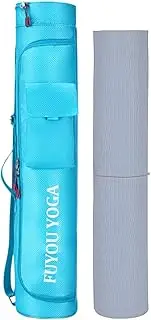 Yoga Mat Bag, Large Polyester Yoga Mat Carrier Bag with Adjustable Strap, Storage Pockets and Smooth Zipper, Washable Lightweight Yoga Mat Carry Case, Exercise Yoga Carrying Bag for Fitness