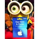 日本 ITUNES GIFT CARD 1500點數 APPLE IPHONE APP STORE 儲值卡 禮物卡