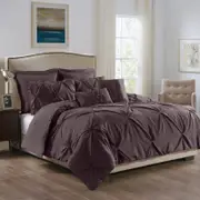 Royal Comfort 7 Pc Soft Microfiber Fitted Pleat Comforter Case Blanket Bed Set Double Truffle
