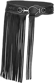 [LABRIMP] 1pc Black Leash Women Skirt Fashion Belts Waist Belt Belts for Women Punk Pirate Pants Black Wide Belt Buckle Fringe Skirt Gothic Miss Accessories Black Studded Belt Belly
