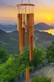 Bamboo Wind Chimes Outdoor,Wooden Wind Chimes for outside with Melody Deep Tone,