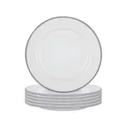 Argon Tableware White Enamel Dinner Plates - 25.5cm - Grey - Pack Of 12