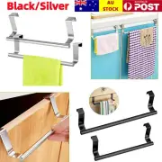 Over Door Tea Towel Holder Rack Bathroom Rail Cupboard Hanger Kitchen Bar Hook##