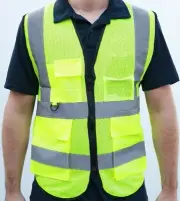 Security Safety Vest w/ High Visibility Reflective Stripes Orange & Lime