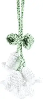 [Decorbea] Mirror Hanging Car Accessories Cute Little Lily of The Valley, Hand Knitted Crochet Flower Decor for Mirror, Rear View Mirrors,Key Chains (White)