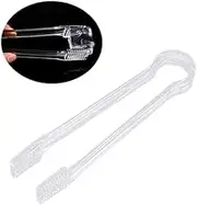 Zerodeko Transparent Acrylic Ice Tongs and Resistant Food Clip for Serving Ice Salad Cake and Bread for Home Party Bar Buffet and Catering Events