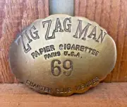 Zig Zag Man Pin Charter Club Member Paper Cigarettes Brass with Antique Finish
