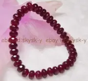 Long 8.5 inches Faceted 5x8mm Dark Red Garnet Gemstone Roundel Beads Bracelets