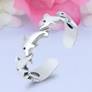 4mm Dolphins Band 925 Sterling Silver Toe Ring Thin Adjustable Toe Ring