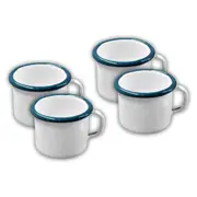 4x Urban Style Enamel 80ml Coffee Mug Water/Juice Drinking Cup w/ Handle White