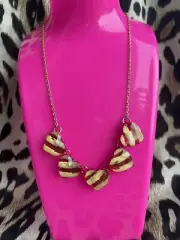 Betsey Johnson Red White Striped Glitter Peppermint Lucite Heart Xmas Necklace