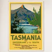 Galrie Tasmania Vintage Travel Poster - Discover the Switzerland of the South, Wood Frame, A0 84 x 119cm (33 x 47inch)