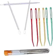 Hohopeti Hand Sewing Needles Set 18pcs Large Eye Bend Needles Threader Tool Ideal for DIY Leather Work Random Color