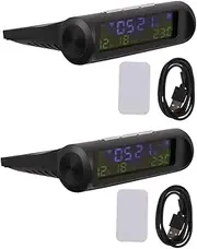 GLEAVI Portable Solar Car Clock with LED Display Multifunctional Thermometer and Calendar USB Rechargeable Design for Indoor and Outdoor Use