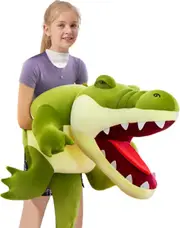 Realistic crocodile plush giant crocodile stuffed animal soft green crocodile pillow decoration Christmas gift, grass green/31.5 '