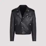 [Prada] Prada-Black Goat Leather Biker Jacket-Uomo 50 IT
