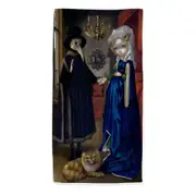 Painted Fantasy Art Alice in a Van Eyck Portrait Beach Towels Medium Large Extra Large