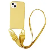 for,Crossbody Phone Case with Shoulder Strap Soft Silicone iPhone 15 Yellow