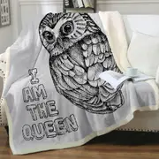 Cute Queen Owl Drawing Throw Blanket