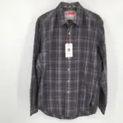 Robert Graham Freshly Laundered Choctaw gray green plaid shirt new Large
