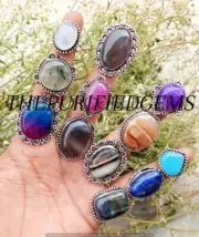 Quartz & Mix Gemstone 10Pcs Chunky Rings Lot / Vintage Style Rings / Gift Love~