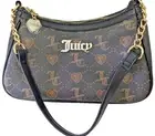 Juicy Couture Leather Cafe Paparazzi Baguette Shoulder Bag Purse Handbag Black