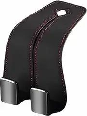 CONEATI Car Seat Back Storage Hook, Leather Car Seat Headrest Double Hook Holder for Convenient Storage, Automotive Seat Back Organizers Mobile Phone Support Car Headrest Hooks for Purses