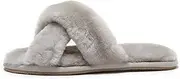 [YELLOW EARTH NATURAL PRODUCTS] Luna - Crossover Premium Sheepskin Crossover Women's Slippers (Cloudy Grey, US Footwear Size System, Adult, Women, Numeric, Medium, 5)