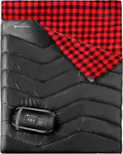 Double Sleeping Bag for Adults Kids Camping, Double(87x63inches), Black/Red