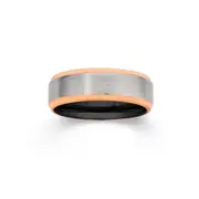 Tungsten Carbide Matte Centre With Rose Gold Plate Ring