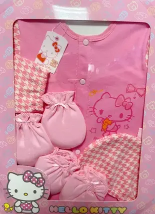 牛牛ㄉ媽*正版台灣製彌月禮盒 Hello Kitty禮盒 衣服+嬰兒帽+手腳套 100%棉