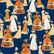 Victorian Fashion Dress Novelty Sewing Cotton Fabric 1/2 Yard