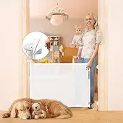 Doktorbaby No Drill Retractable Baby & Dog Gate, 35" H x 55" W, White Mesh Fabric, All Ages