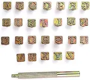 OwnMy Capital Letters and Numbers Stamp Set, 1/4” / 6mm Alphabet Stamp Tools Set Leather Craft Stamping Tools Leather Art Craft Tool (9.5mm - 27pcs)