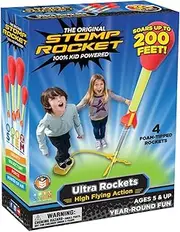 Stomp Rocket Ultra Stomp Powered Air Rockets with Launcher, 4 Pieces