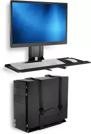 Monitor and Keyboard Wall Mount with CPU Holder, Height Adjustable Standing VESA